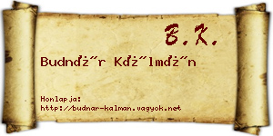 Budnár Kálmán névjegykártya